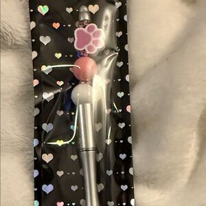 Silver and Pink Paw Print Party Favor Pen